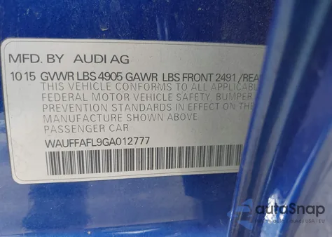 2016 Audi A4 2.0T Premium из США, поврежденный, VIN WAUFFAFL9GA012777